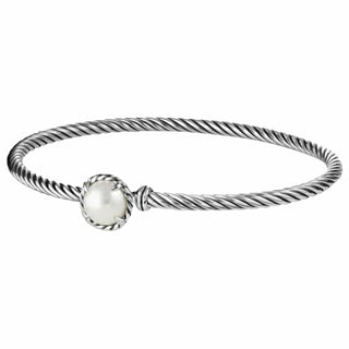 David Yurman Sterling Silver pearl Chatelaine cable bracelet