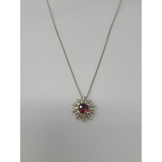 David Yurman Sterling Silver Red Garnet Starburst pendant necklace