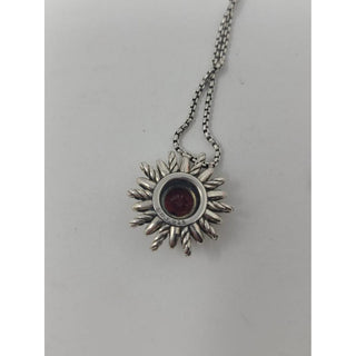 David Yurman Sterling Silver Red Garnet Starburst pendant necklace