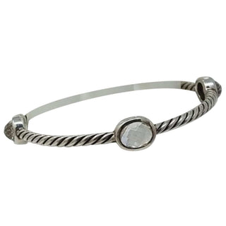 David Yurman Sterling Silver Crystal Quartz stations cable bangle