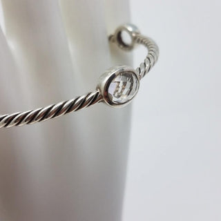 David Yurman Sterling Silver Crystal Quartz stations cable bangle