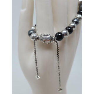 David Yurman Sterling Silver Onyx Hematine Beaded bracelet