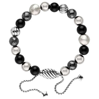 David Yurman Sterling Silver Onyx Hematine Beaded bracelet