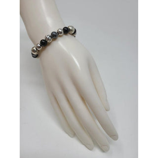 David Yurman Sterling Silver Onyx Hematine Beaded bracelet