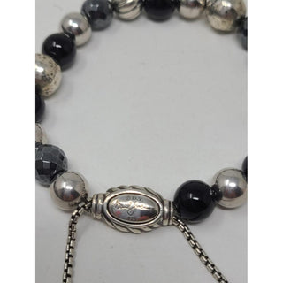 David Yurman Sterling Silver Onyx Hematine Beaded bracelet