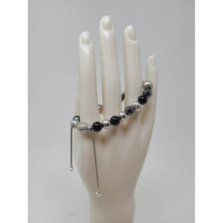 David Yurman Sterling Silver Onyx Hematine Beaded bracelet