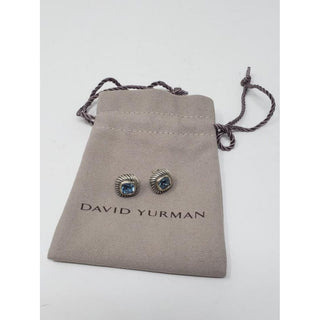 David Yurman Sterling Silver Topaz Albion stud earrings