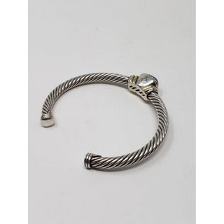 David Yurman Sterling Silver Novless 14k Gold Chaledony cable cuff