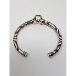 David Yurman Sterling Silver Novless 14k Gold Chaledony cable cuff