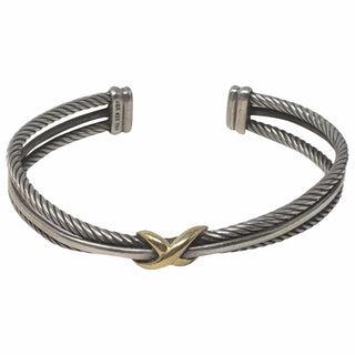 David Yurman Sterling Silver 18k Gold Crossover classic cable cuff