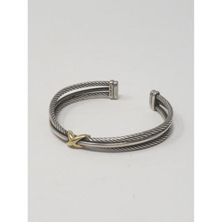 David Yurman Sterling Silver 18k Gold Crossover classic cable cuff