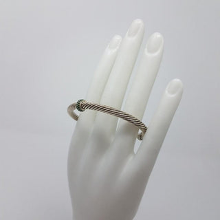 David Yurman Sterling Silver green tourmaline cable cuff