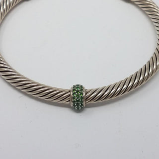 David Yurman Sterling Silver green tourmaline cable cuff