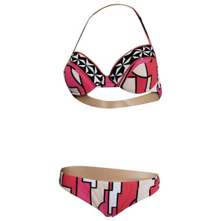 Emilio Pucci Pink Multicolor Signature Print Swimsuit 44 IT