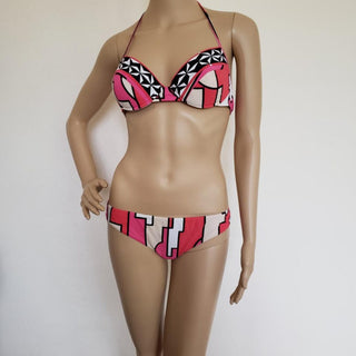 Emilio Pucci Pink Multicolor Signature Print Swimsuit 44 IT