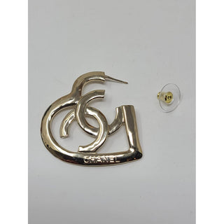 Chanel Gold-tone Interlocking CC Heart Oversized Earrings