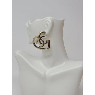 Chanel Gold-tone Interlocking CC Heart Oversized Earrings