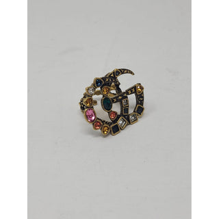 Gucci gold-tone Crystal GG logo ring, size 6 US