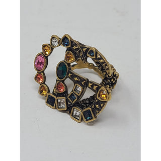 Gucci gold-tone Crystal GG logo ring, size 6 US