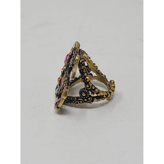 Gucci gold-tone Crystal GG logo ring, size 6 US