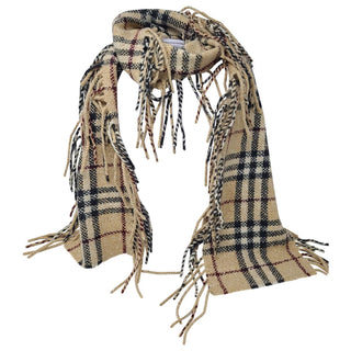 Burberry Brown Nova Check Print Wool Fringe Scarf