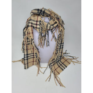 Burberry Brown Nova Check Print Wool Fringe Scarf