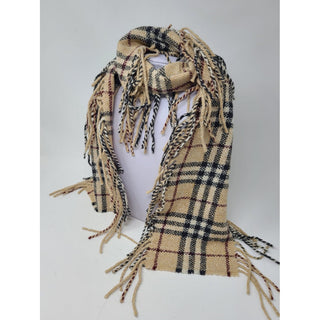 Burberry Brown Nova Check Print Wool Fringe Scarf