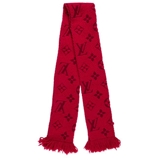 Louis Vuitton Red Logomania LV print Wool Fringe scarf