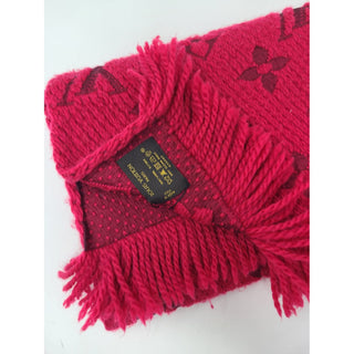 Louis Vuitton Red Logomania LV print Wool Fringe scarf