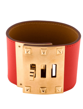 Hermès Extreme Kelly Dog Red Leather Wrap Bracelet