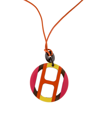 Hermès Red Multicolor H Equipe Pendant Necklace