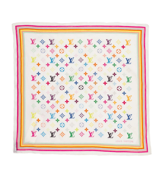 Louis Vuitton White Multicolor LV Monogram Printed Scarf