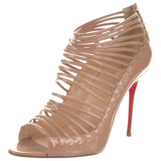 Sexy Christian Louboutin Beige Patent Leather Ankle Boots 40 EU