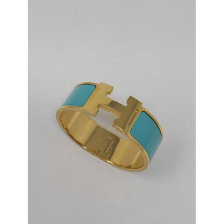 Hermès Lime Enamel Gold Plated Clic Clac H bracelet PM