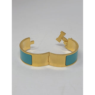 Hermès Lime Enamel Gold Plated Clic Clac H bracelet PM