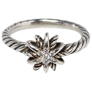 David Yurman Sterling Silver Starburst Diamond ring 5 ¾ US