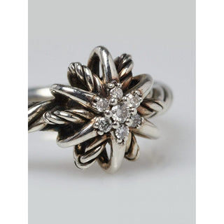 David Yurman Sterling Silver Starburst Diamond ring 5 ¾ US