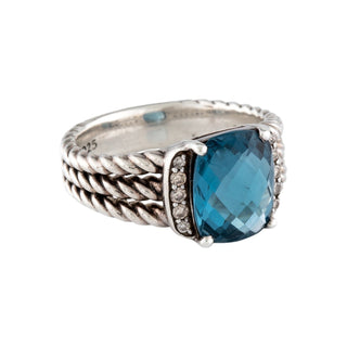 Authentic David Yurman Topaz Diamond Petite Wheaton Ring – 925, 5.75