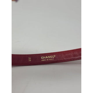 Classy Chanel Red Quilted Leather Interlocking CC Buckle Belt S sz