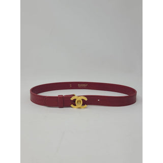 Classy Chanel Red Quilted Leather Interlocking CC Buckle Belt S sz