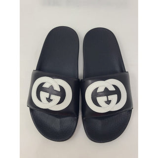 Gucci Double G logo black rubber pool slides 37 sz