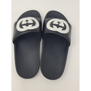 Gucci Double G logo black rubber pool slides 37 sz