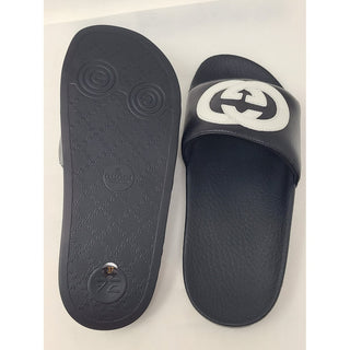 Gucci Double G logo black rubber pool slides 37 sz