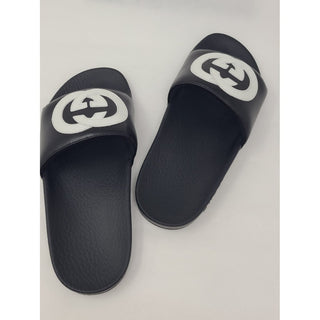 Gucci Double G logo black rubber pool slides 37 sz