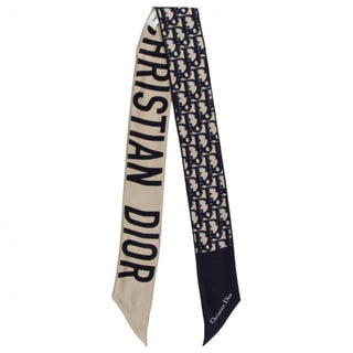 Dior Blue Ivory Mitzah Dior Oblique silk scarf bandeau