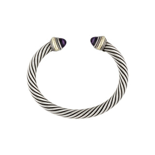 Authentic David Yurman Amethyst Classic Cable Bracelet 14K 7 mm