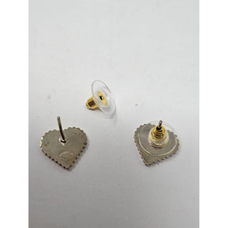 Chanel Gold-tone Interlocking CC Heart Stud Earrings