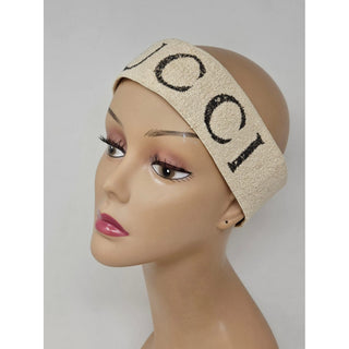 Gucci ivory Monogram print elastic headband M sz