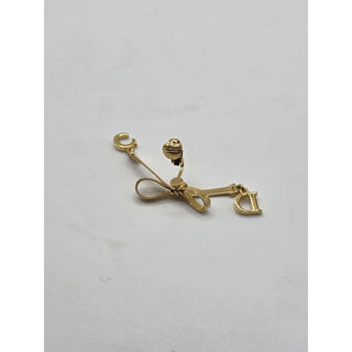 Christian Dior Gold-tone CD Logo Bow Clip-On Earrings