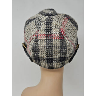 Burberry Grey Multicolor Check Print Newsboy Hat M sz